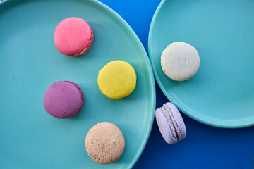 Colorful Macarons in Vibrant Dessert Scenes