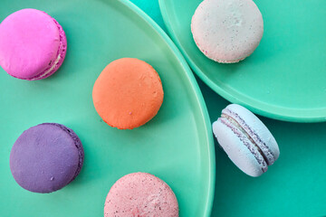 Colorful Macarons in Vibrant Dessert Scenes