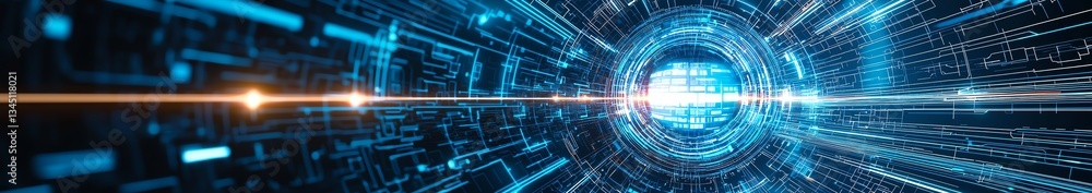 Poster a futuristic representation of digital data flow, showcasing vibrant blue lines and glowing particle