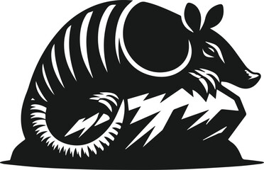 Armadillo resting its head on a rock vector silhouette