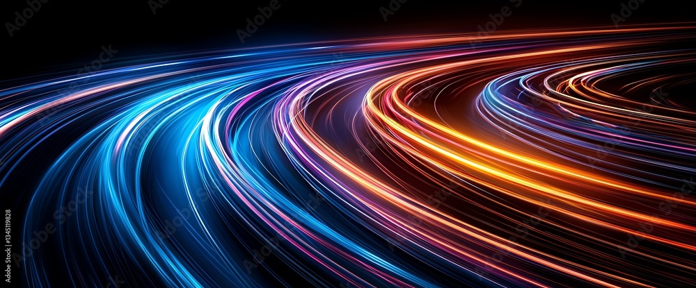 Aufkleber abstract light trails in vibrant blue and orange hues create a dynamic visual effect, representing s