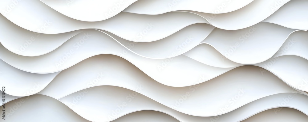 Poster abstract wavy pattern created from layers of white paper, showcasing smooth lines and textures. perf