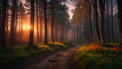 Fototapeta premium sunrise in the forest