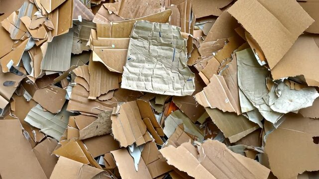 Recycling Discarded Cardboard Exploring Textured Brown and Beige Material for Environmental Sustainability and Waste Management Clutter