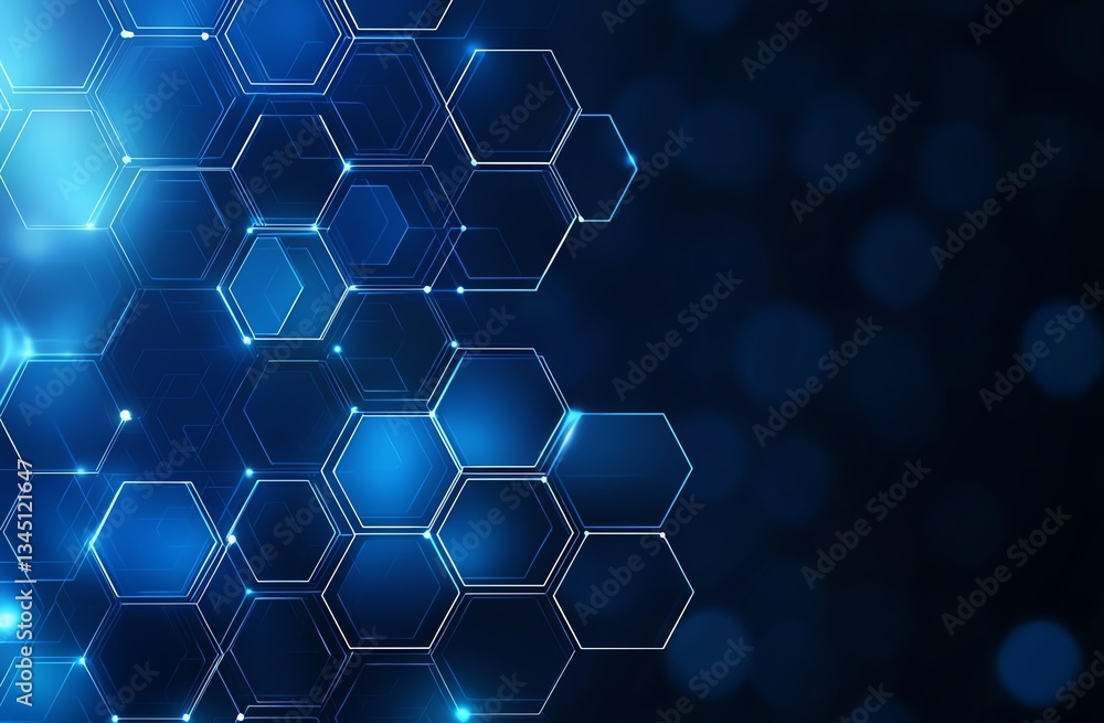 Aufkleber futuristic hexagonal pattern with glowing blue elements. ideal for tech-related backgrounds, present