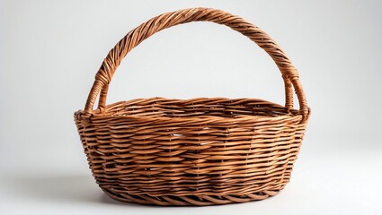 Obraz premium Elegant woven wicker basket showcasing rustic craftsmanship
