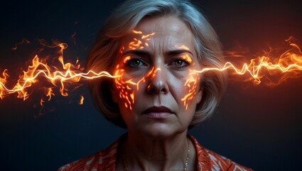 Fiery emotions of a middle-aged woman