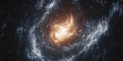 Fototapeta premium A luminous swirling galactic form shown with glowing central light