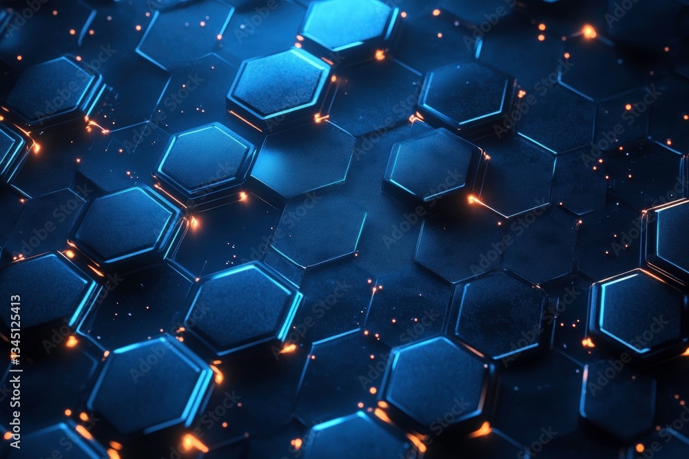 Poster futuristic hexagon background with glowing lights, great for modern and tech design concepts