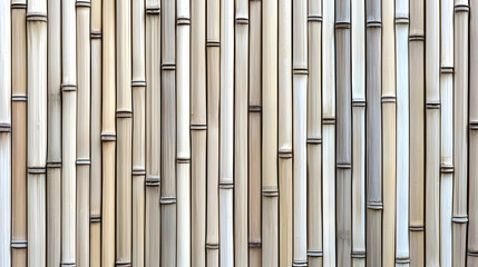Fototapeta premium Vertical Arrangement Of Natural Bamboo Poles Creating A Textured Brown Wooden Background
