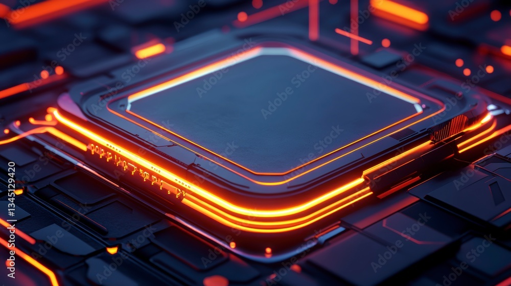 Poster abstract futuristic cpu chip