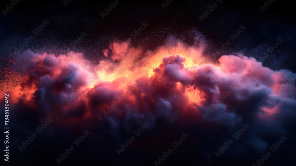 Poster vibrant colorful powder explosion in a dark studio setting creates a striking and dynamic design