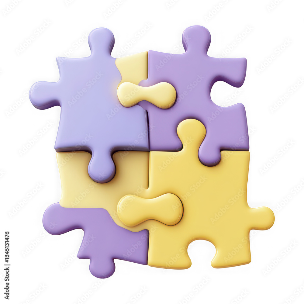 Poster 3d icon of a colorful puzzle piece with a checkmark, isolated on a transparent background