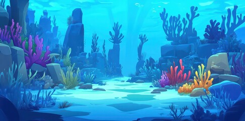 An underwater illustration showcases a vibrant coral reef environment beautifully