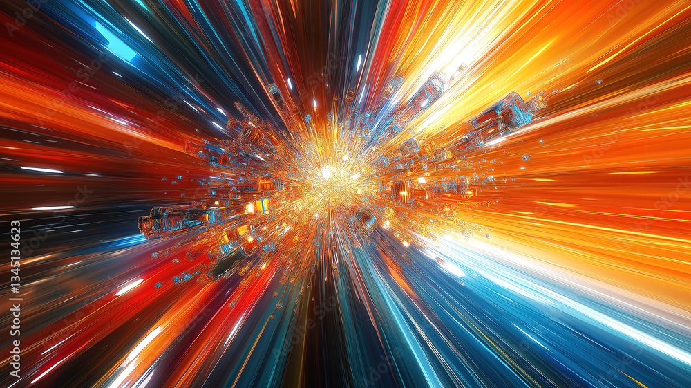 Poster abstract artwork with a dynamic burst of colors showcasing vivid and energetic expressions