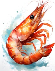 shrimp on white background