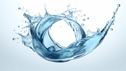 A vibrant splash of pure water creating a captivating circular form, showcasing its refreshing energy and translucent beauty against a soft, light background.