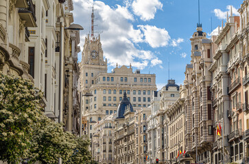 Buildings on Gran Via in Madrid, Spain