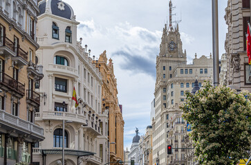 Buildings on Gran Via in Madrid, Spain
