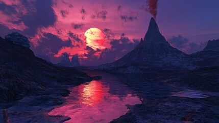 Infinite Infinite Panorama View Smoking Volcano Distant