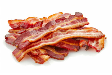 Fried bacon isolated on white background