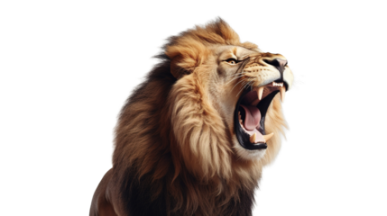 Roaring Lion Isolated on PNG Transparent Background
