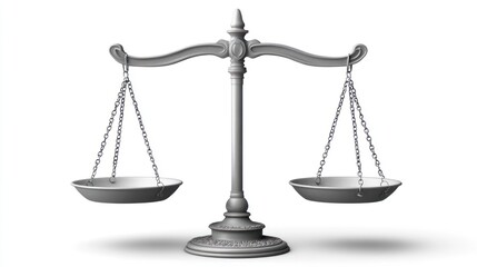 Justice scales, balanced, legal concept, equality, illustration, for stock photography, use in presentation, and educational materials