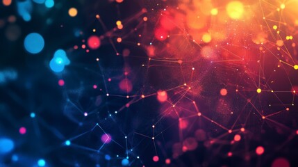 Fototapeta premium Abstract network connections, colorful bokeh, digital art