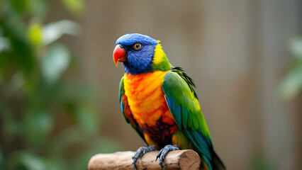 Obraz premium Colorful Parrot Perched on Branch