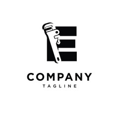 Letter E Plumbing Wrench Logo Icon Vector