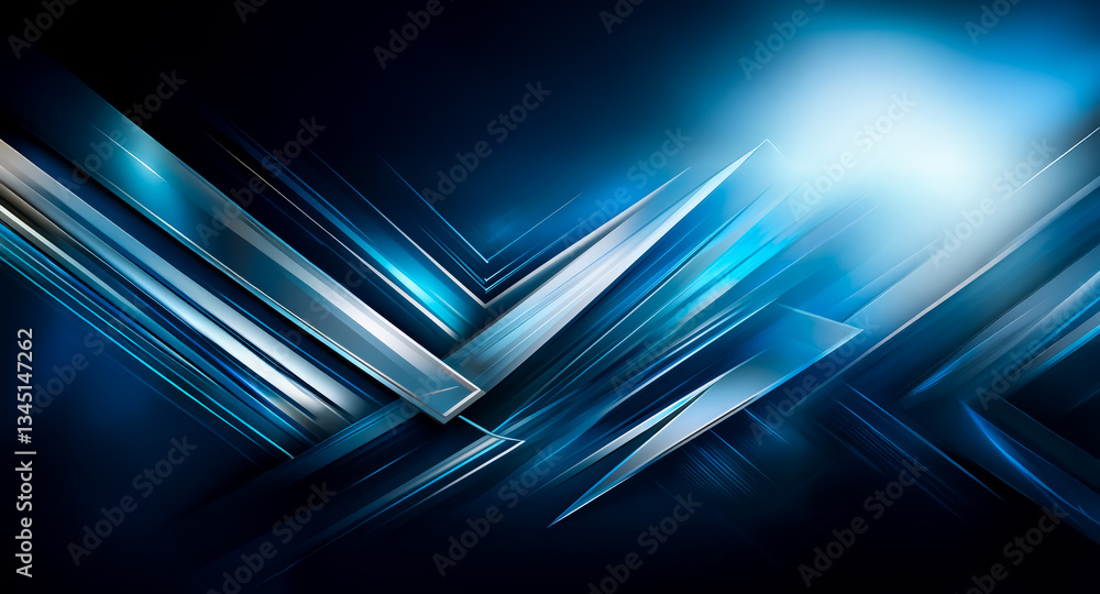Poster abstract blue and silver geometric shapes create a dynamic and modern background. light and shadow i