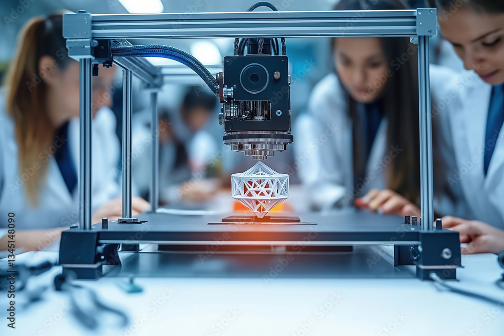 Poster students engage in 3d printing project in a modern laboratory setting