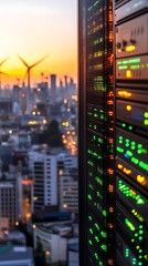 Cityscape Sunset for Data Center Server Rack.