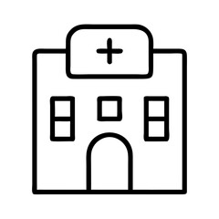 Obraz premium Hospital icon in minimalistic style, outlined design 