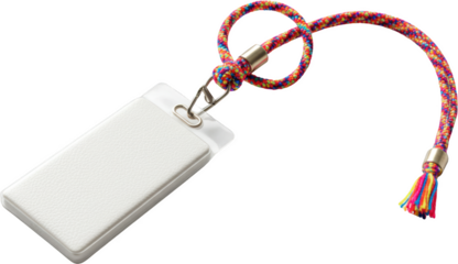 Stylish White ID Card Holder with Colorful Rope Lanyard for Conferences and Events