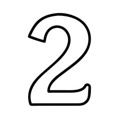 Naklejka premium Icon of the number two in simple black outline 