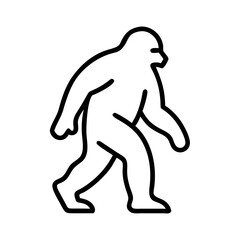 Fototapeta premium Bigfoot walking in a forest outlined in a minimalist style 