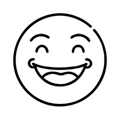 Obraz premium Happy smiley face icon with a joyful expression on a plain background 