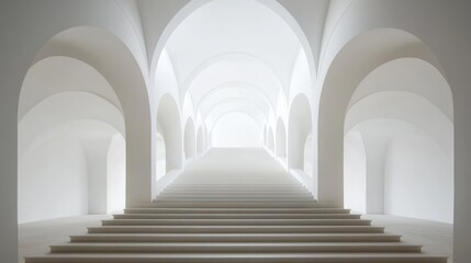 White Archway Staircase Leading to Light