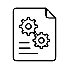 Sheet of Paper with Gears Illustration in Outline Style  