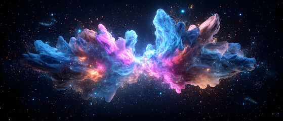 Luminous Cosmic Nebula in Vibrant Hues