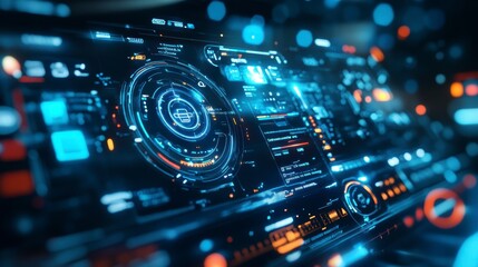 Futuristic Dashboard Interface, High-tech display, interactive control panel, technological innovation