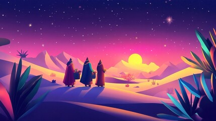 Journey in Desert Sunset