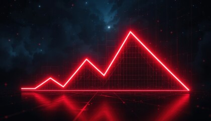 Fototapeta premium Urgent Decline Neon Red Graph in Starry Digital Art