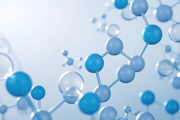White and light blue medical abstract gradient background with molecules. web banner.