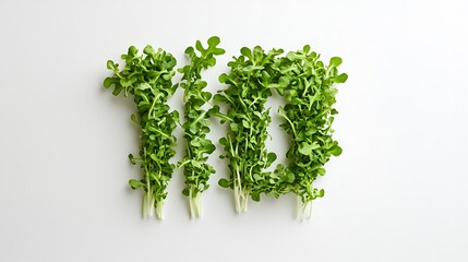 Fototapeta premium Number 10 made of fresh arugula leaves isolated on white background