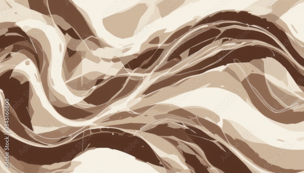 Poster abstract brown wave design bold lines and angular shapes