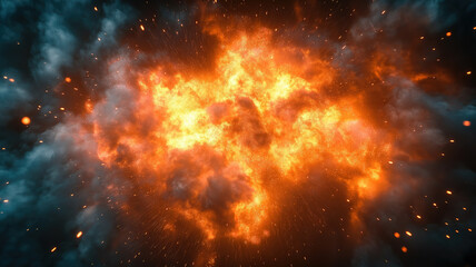 Fototapeta premium Colorful smoke and fire explosion, a striking visual of energy and dramatic motion