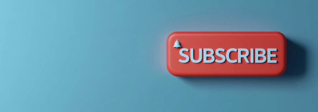 Subscribe button with notification bell on blue background