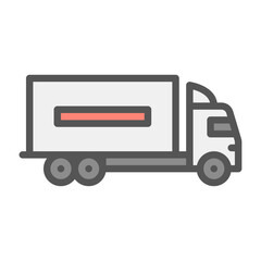 Cargo Truck filled outline icon. cargo truck colour line illustration